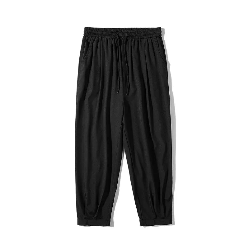 High Waist Workwear Pants - Elastic Straight Trousers