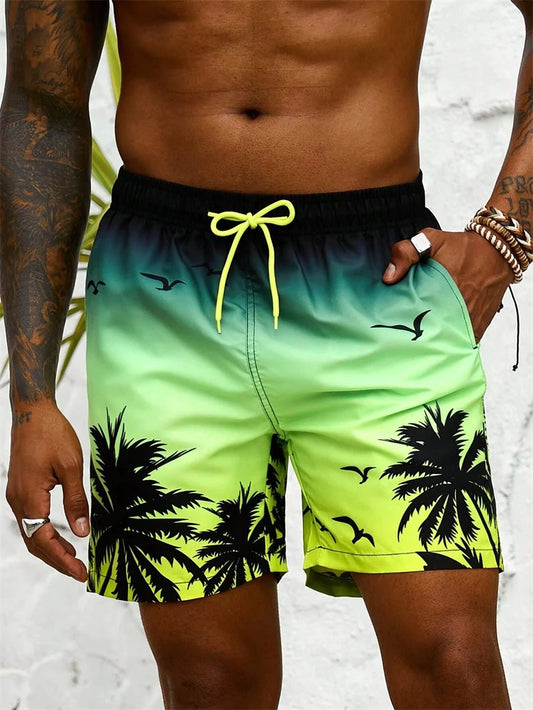 Vintage Plant 3D Boardshorts - Hawaiian Palm Print