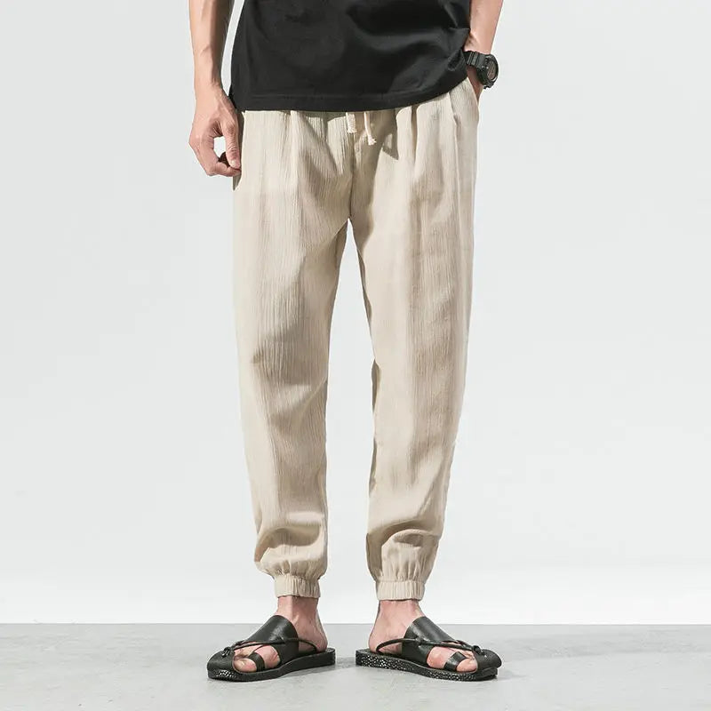 Cotton Linen Harem Pants - Chinese Style Joggers