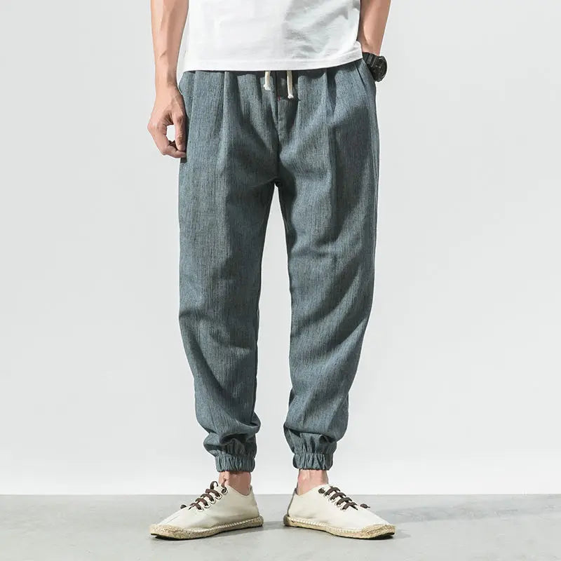 Cotton Linen Harem Pants - Chinese Style Joggers