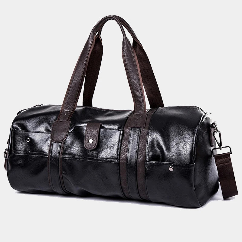 Men's PU Leather Gym Bag - Travel Duffel for Fitness & Yoga