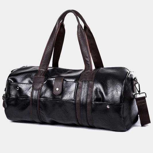 Men's PU Leather Gym Bag - Travel Duffel for Fitness & Yoga