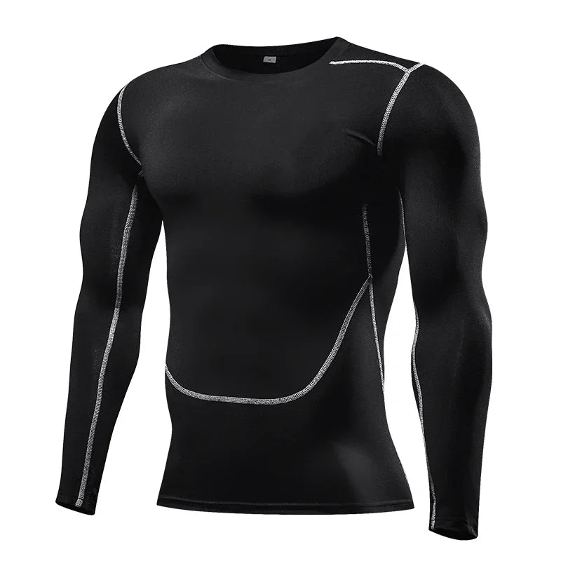 Men's Compression Running Shirt - Long Sleeve Fitness Training Top