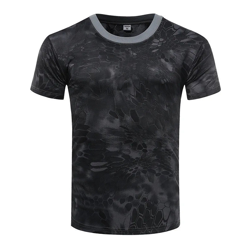 Men's Tactical Camouflage T-Shirt - Quick Dry Short Sleeve Outdoor Gym Tee