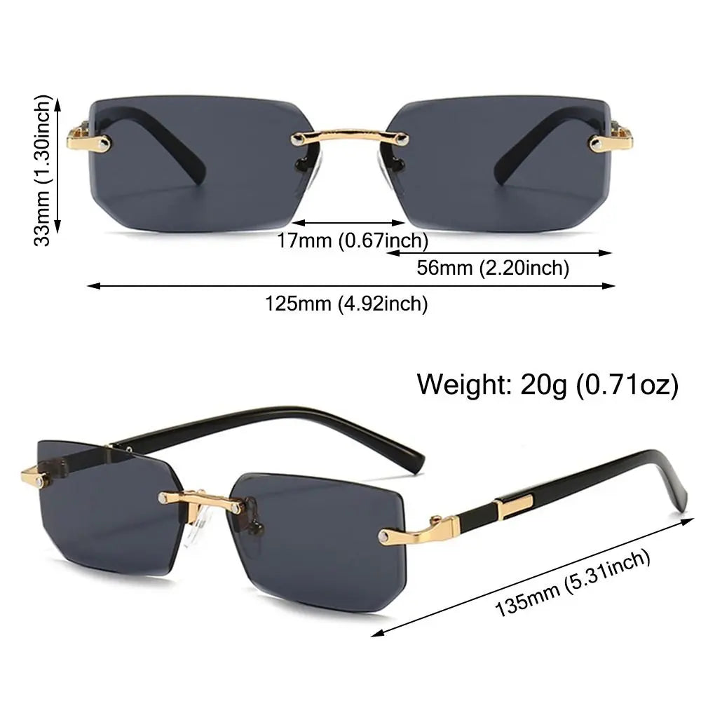 Trendy Rimless Sunglasses - Frameless Rectangle UV400