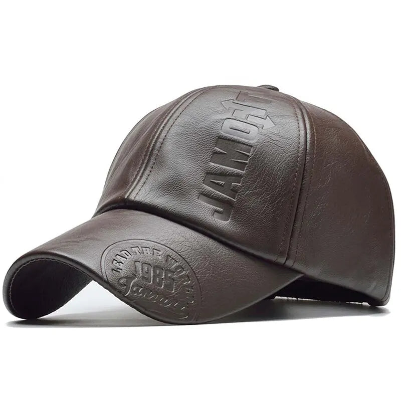 PU Leather Letter Cap - Spring Autumn Sunscreen Hat