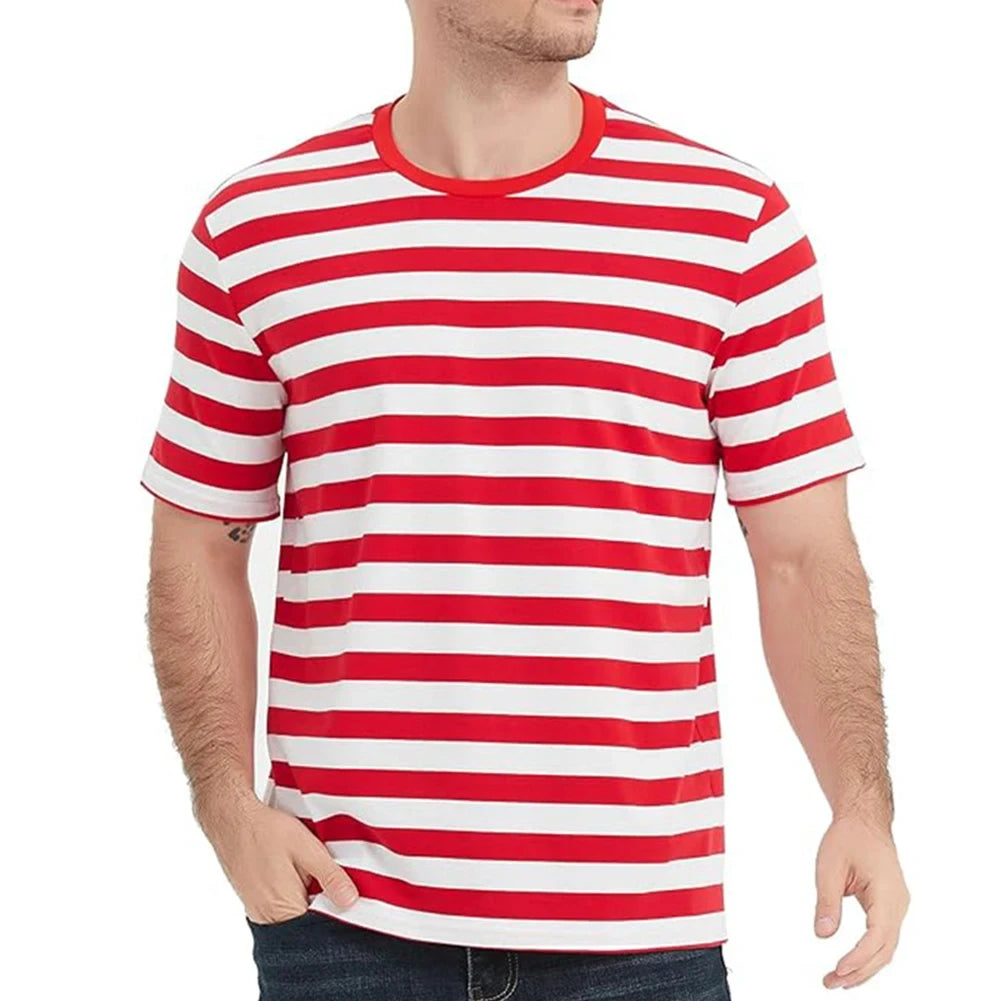 3D Striped Print Tee - Loose Fit Streetwear
