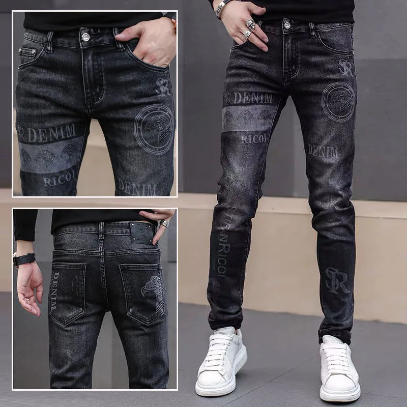 Embroidered Stretch Jeans - Ripped Retro Slim Fit