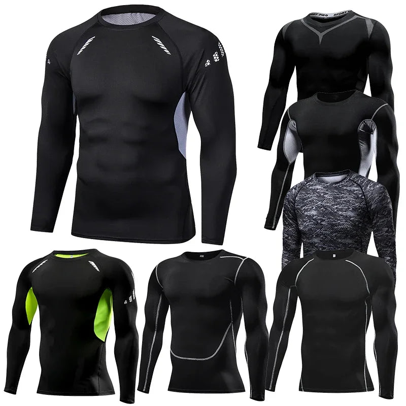 Men's Compression Running Shirt - Long Sleeve Fitness Training Top