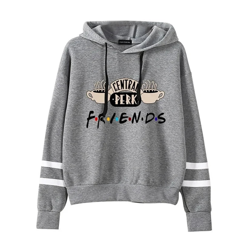 Friends TV Show Coffee Print Hoodie - Women's Pullover Sweatshirt
