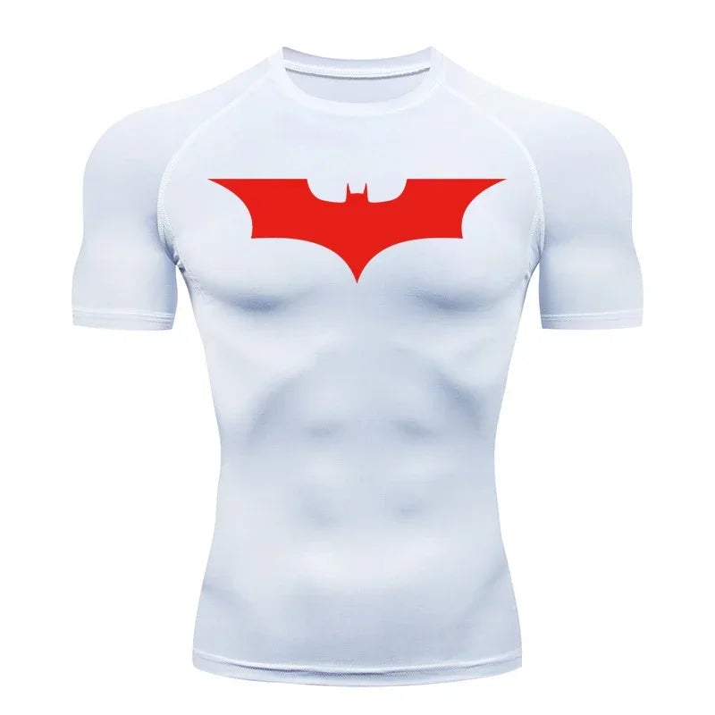 Men's Bat Print Compression Shirt - Quick Dry Athletic Workout Top