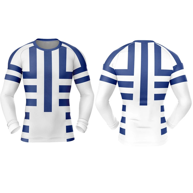 Men's Anime 3D Print Compression Shirt - Long Sleeve Workout Rash Guard
