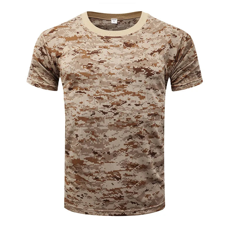 Men's Tactical Camouflage T-Shirt - Quick Dry Short Sleeve Outdoor Gym Tee