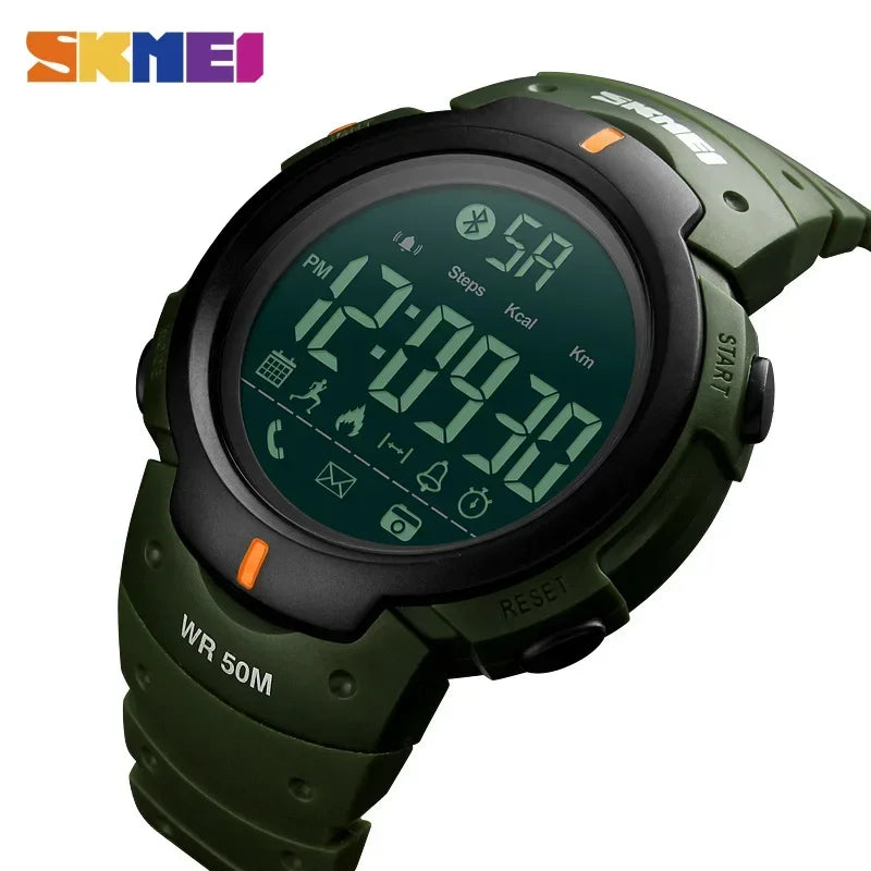 SKMEI 1301 Men's Smart Digital Watch - 5 Bar Waterproof with Bluetooth & Calorie Tracking