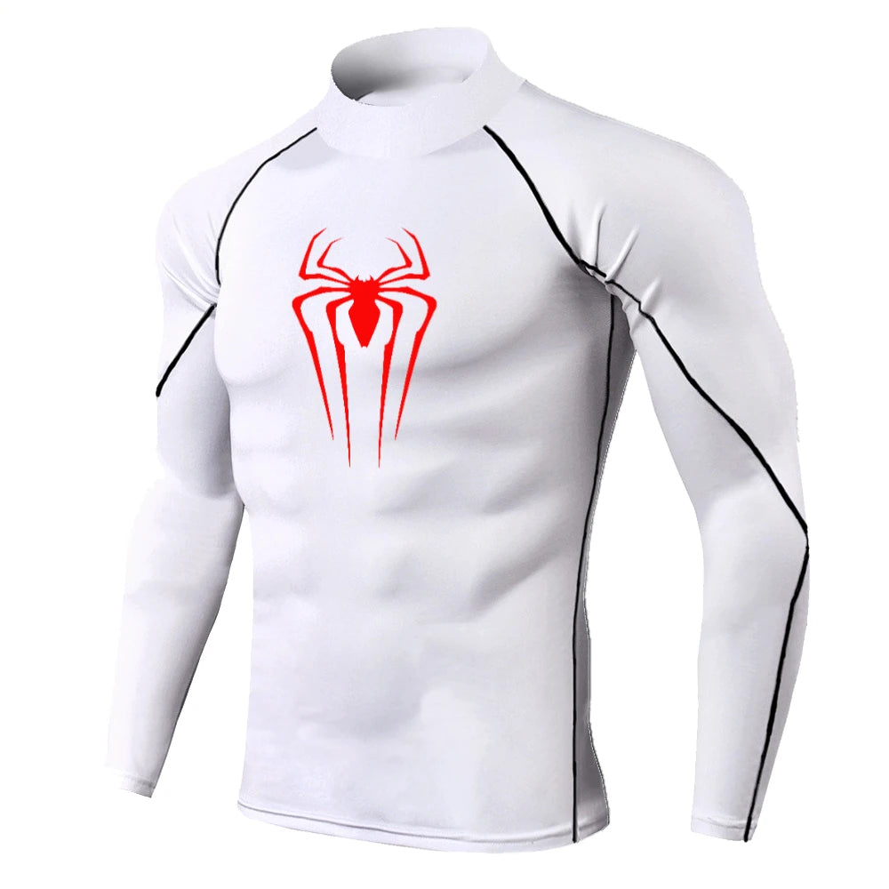 Spider-Print Compression Shirt - Men's Turtleneck Training Base Layer