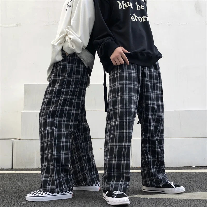Oversized Plaid Sweatpants - Unisex Casual Trousers
