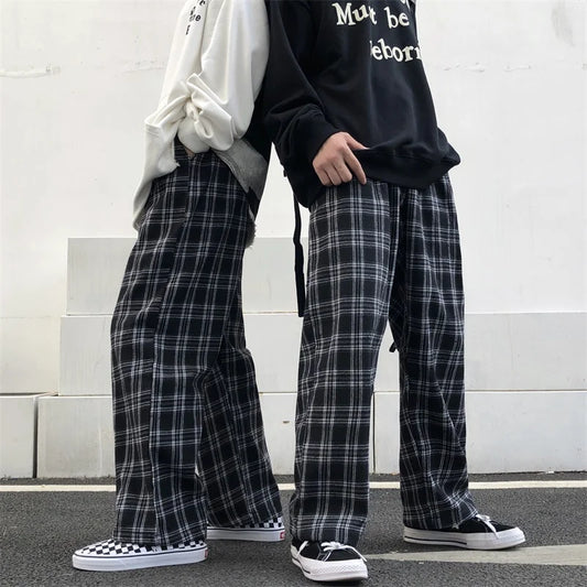 Oversized Plaid Sweatpants - Unisex Casual Trousers