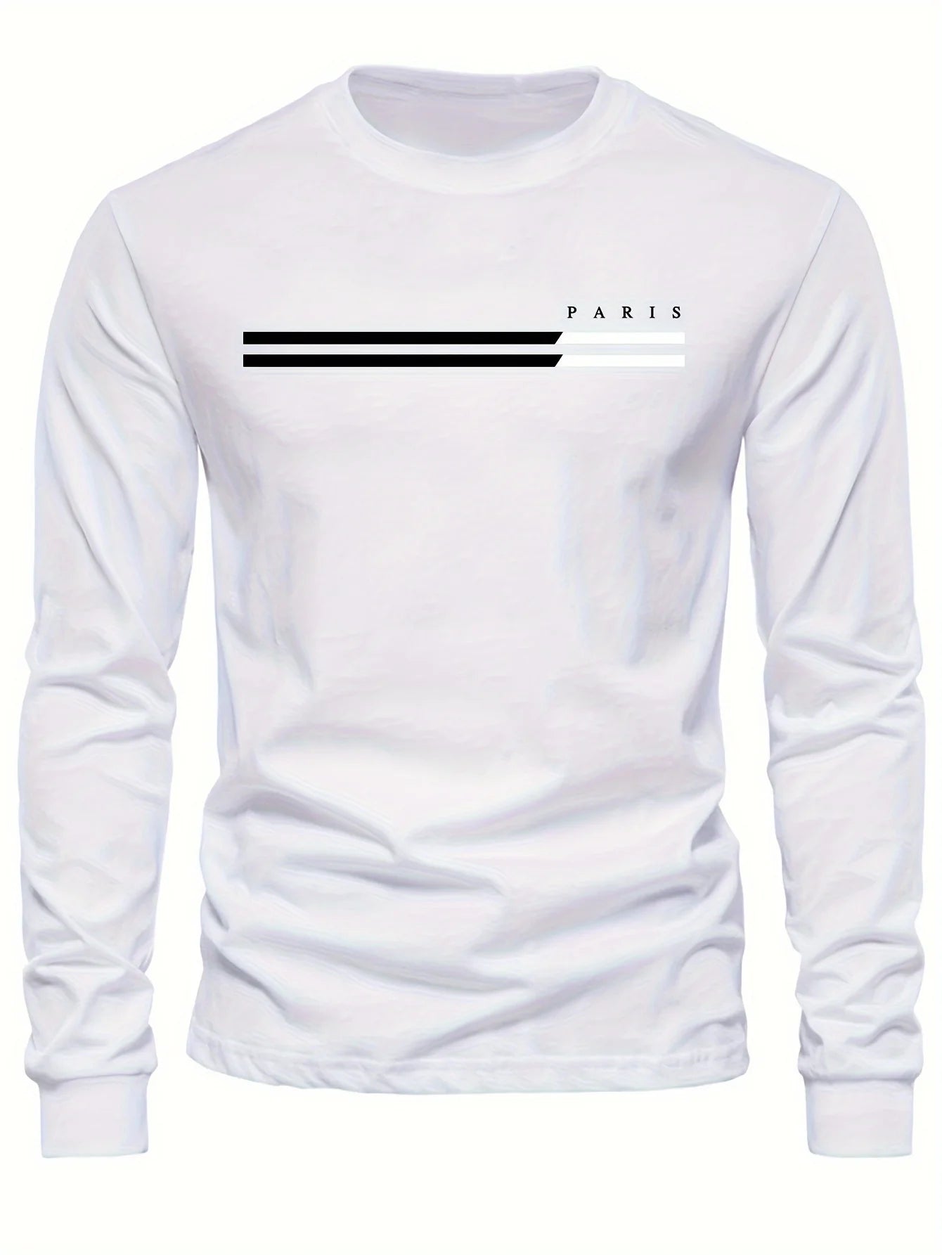 Paris Print Long Sleeve Tee - 100% Cotton Casual