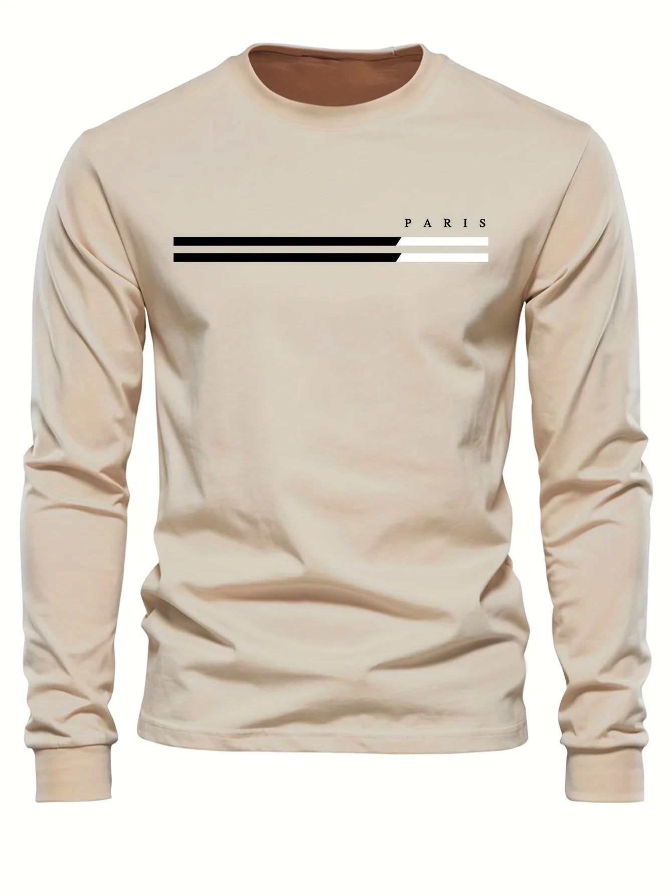 Paris Print Long Sleeve Tee - 100% Cotton Casual