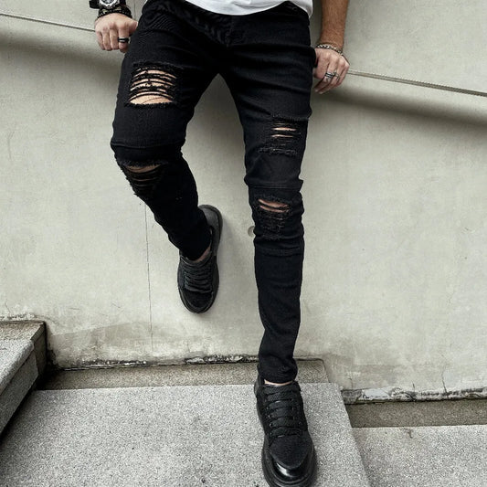Ripped Skinny Jeans - Hip Hop Distressed Denim