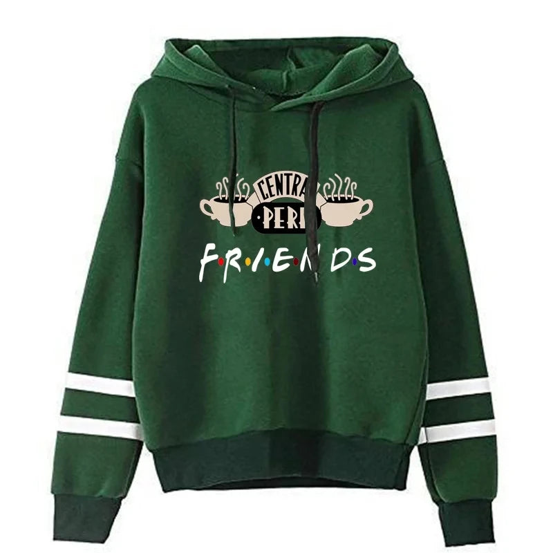 Friends TV Show Coffee Print Hoodie - Women's Pullover Sweatshirt