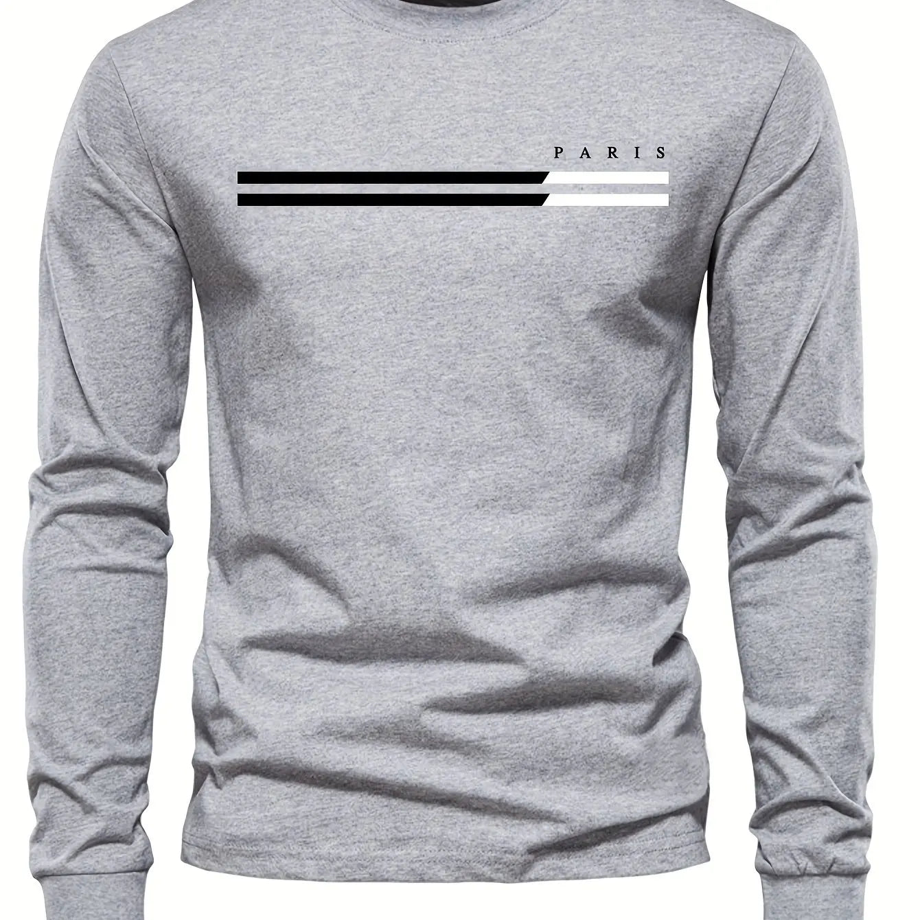 Paris Print Long Sleeve Tee - 100% Cotton Casual