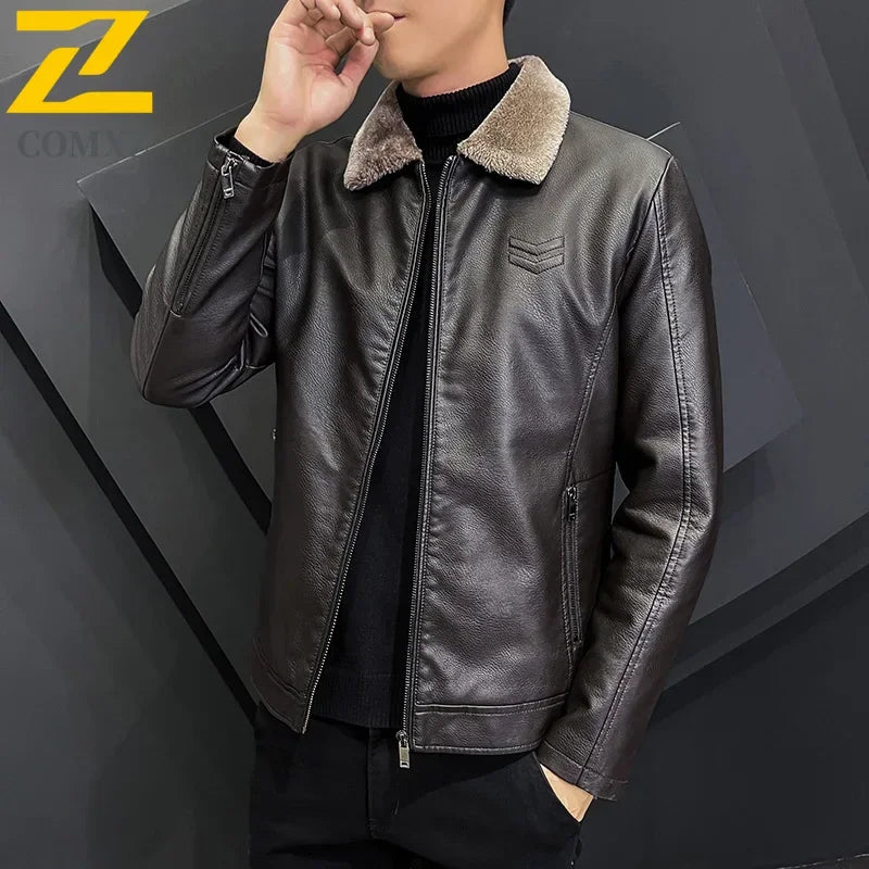 Men's Premium Leather Jacket - Winter Warmth Thickened Workcoat