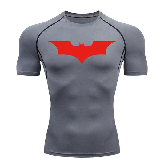 Men's Bat Print Compression Shirt - Quick Dry Athletic Workout Top