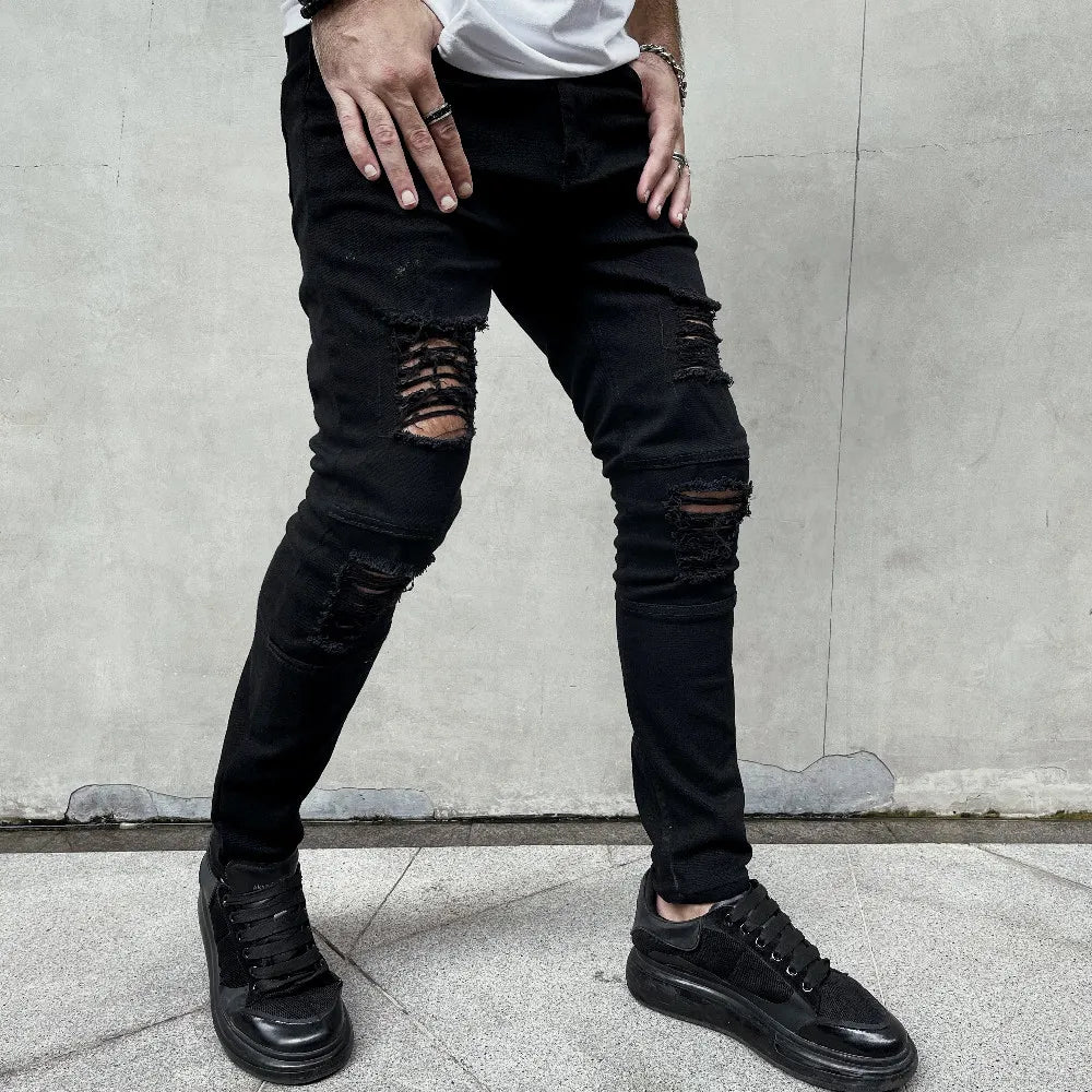 Ripped Skinny Jeans - Hip Hop Distressed Denim