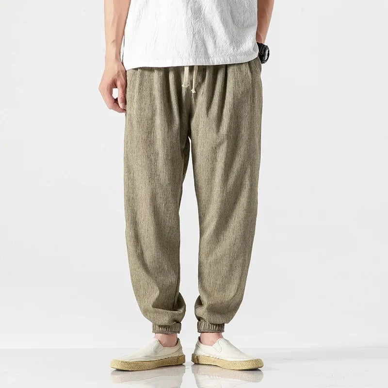 Wide Leg Cotton Linen Pants - Chinese Leisure Style