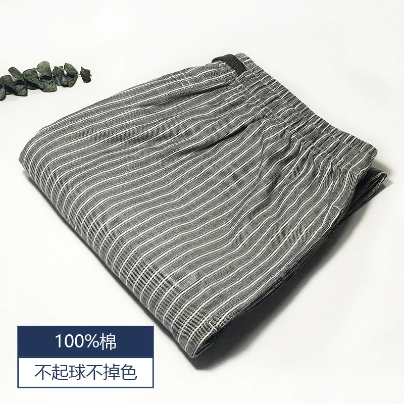 Men's Pure Cotton Plaid Sleep Pants - Lightweight Casual Lounge Trousers