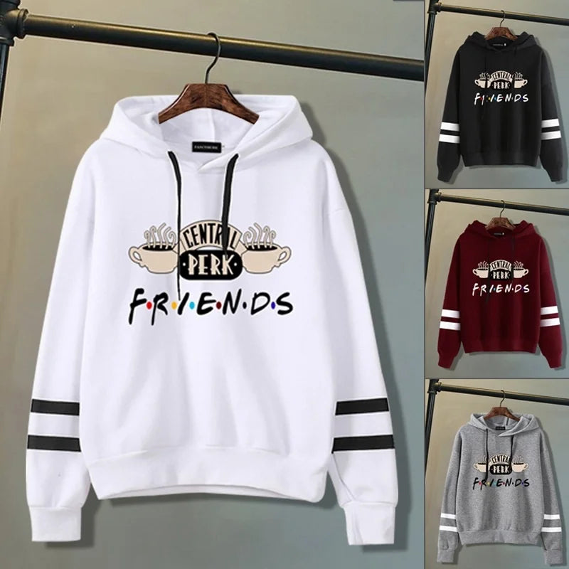 Friends TV Show Coffee Print Hoodie - Women's Pullover Sweatshirt