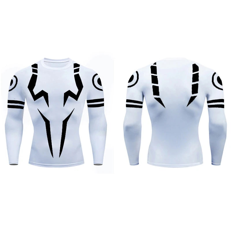 Men's Anime 3D Print Compression Shirt - Long Sleeve Workout Rash Guard