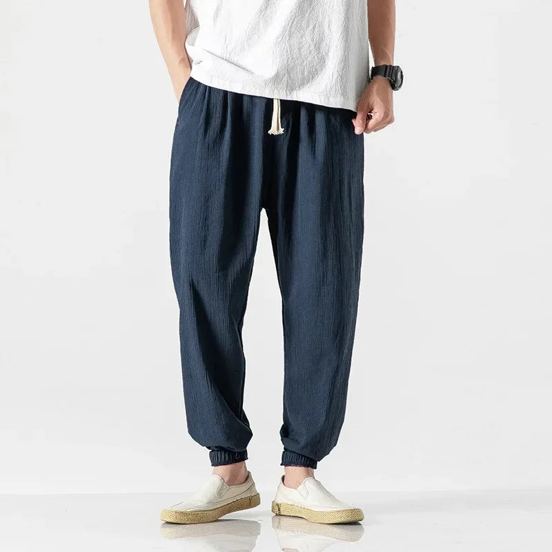 Wide Leg Cotton Linen Pants - Chinese Leisure Style