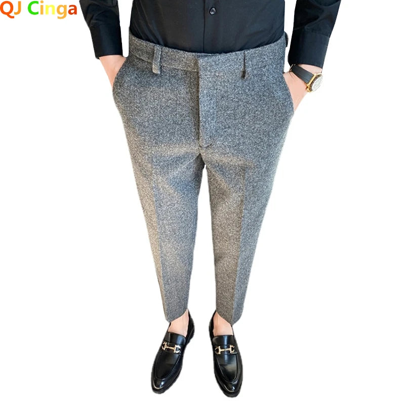 QJ CINGA Wool Suit Pants - British Style Formal Trousers