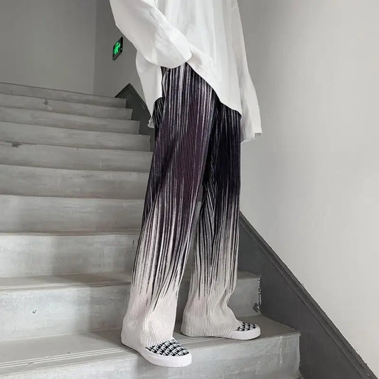Silk Pleated Pants - Harajuku Wide Leg Y2K Streetwear