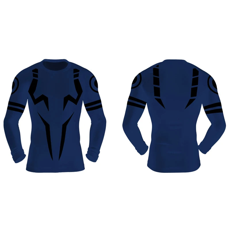 Men's Anime 3D Print Compression Shirt - Long Sleeve Workout Rash Guard