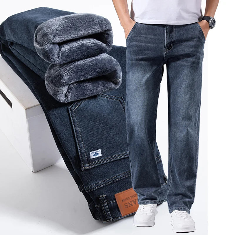 Fleece-Lined Winter Jeans - Warm Business Casual