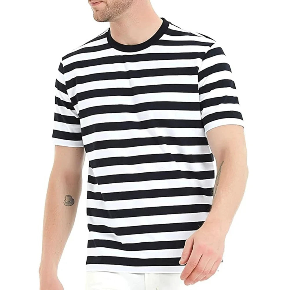 3D Striped Print Tee - Loose Fit Streetwear