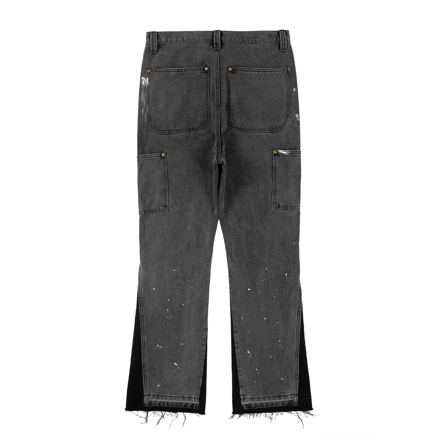 Spliced Ink Flare Jeans - Y2K Baggy Denim Trousers