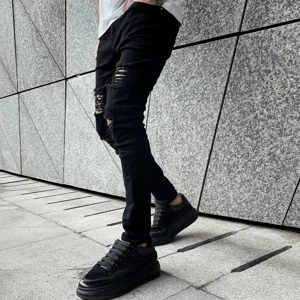 Ripped Skinny Jeans - Hip Hop Distressed Denim