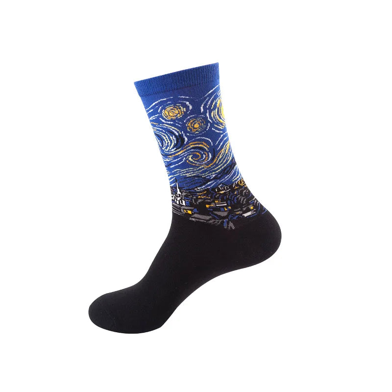 Van Gogh Art Socks - Starry Night Cotton Crew