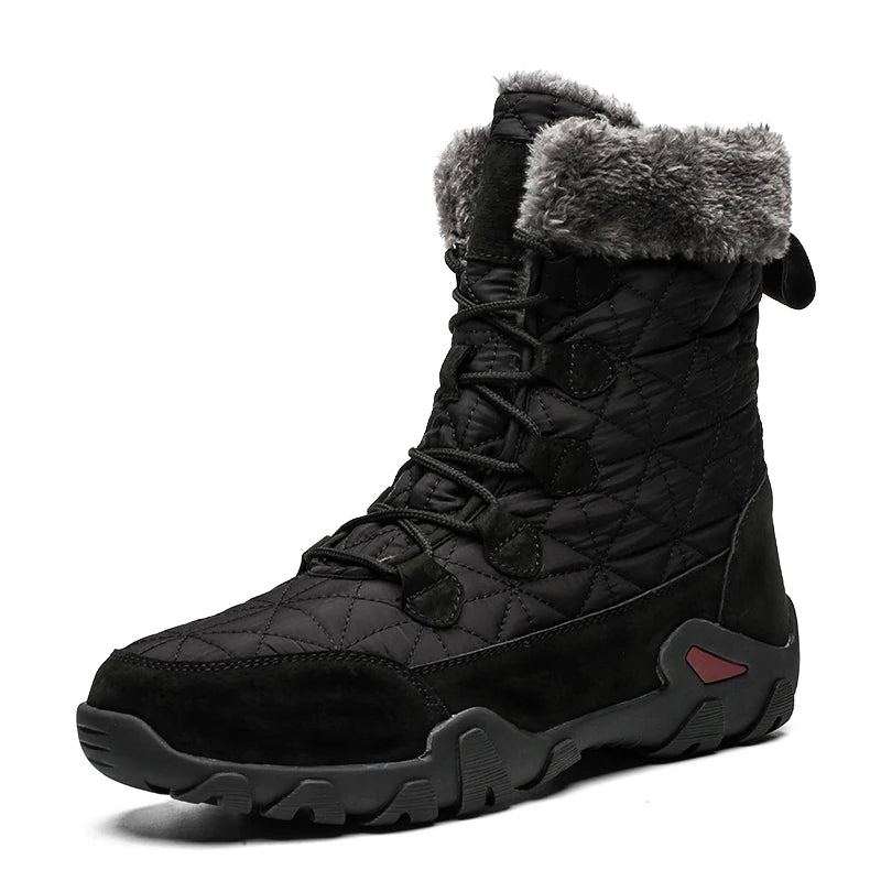 Men's Premium Suede Leather Winter Snow Boots - Insulated Mid-Calf Outdoor Boots