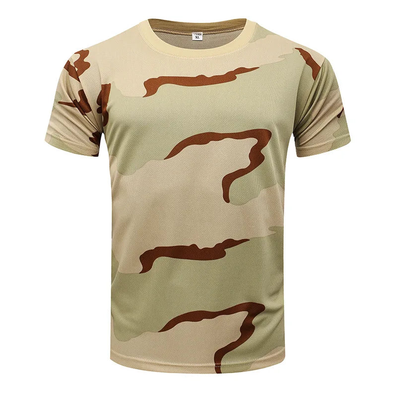 Men's Tactical Camouflage T-Shirt - Quick Dry Short Sleeve Outdoor Gym Tee