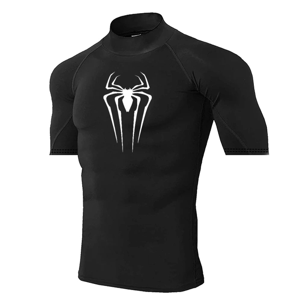 Spider-Print Compression Shirt - Men's Turtleneck Training Base Layer