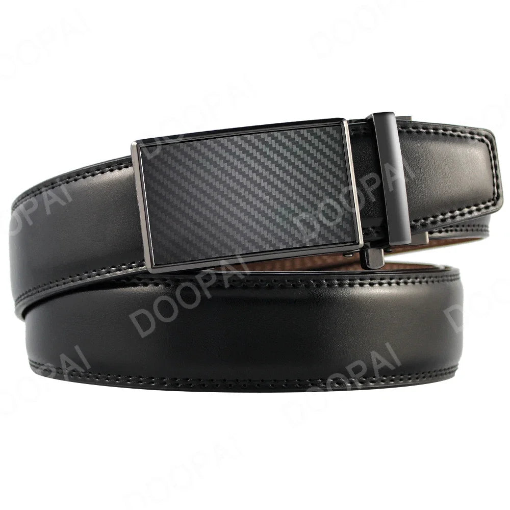 Men's Genuine Leather Belt - Automatic Ratchet Buckle Dress Belt