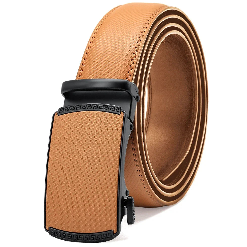Men's Genuine Leather Belt - Automatic Ratchet Buckle Dress Belt