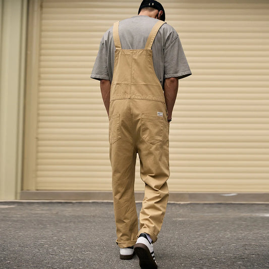 Khaki Bib Overalls - Cargo Pocket Dungarees