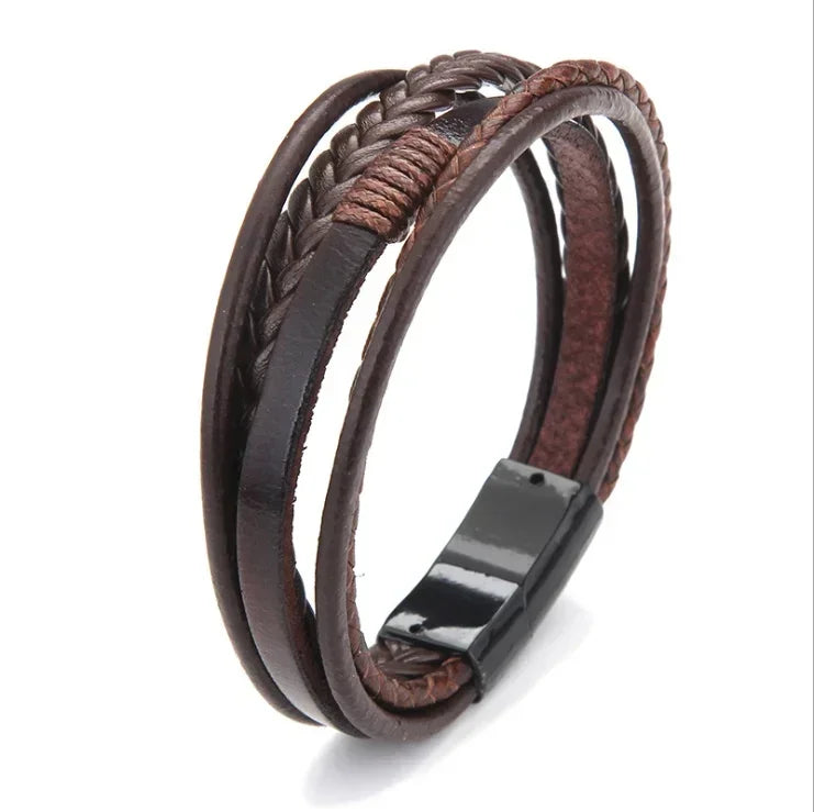 Braided Leather Bracelet - Magnetic Clasp