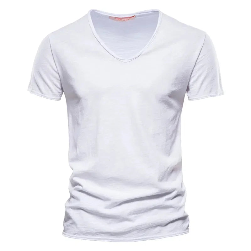 100% Cotton V-Neck Tee - Slim Fit Quality